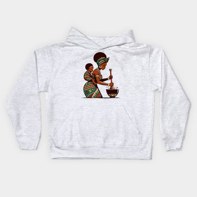 Afrocentric Mother And Baby Kids Hoodie by Graceful Designs